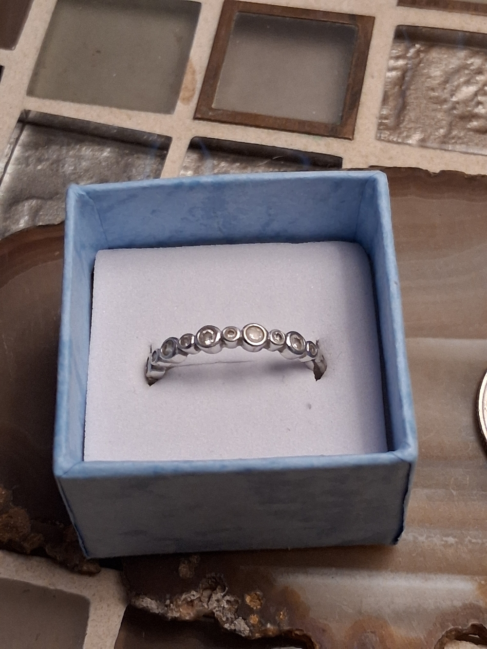 Sterling Silver Bezel Set Round Stackable Ring - Silver